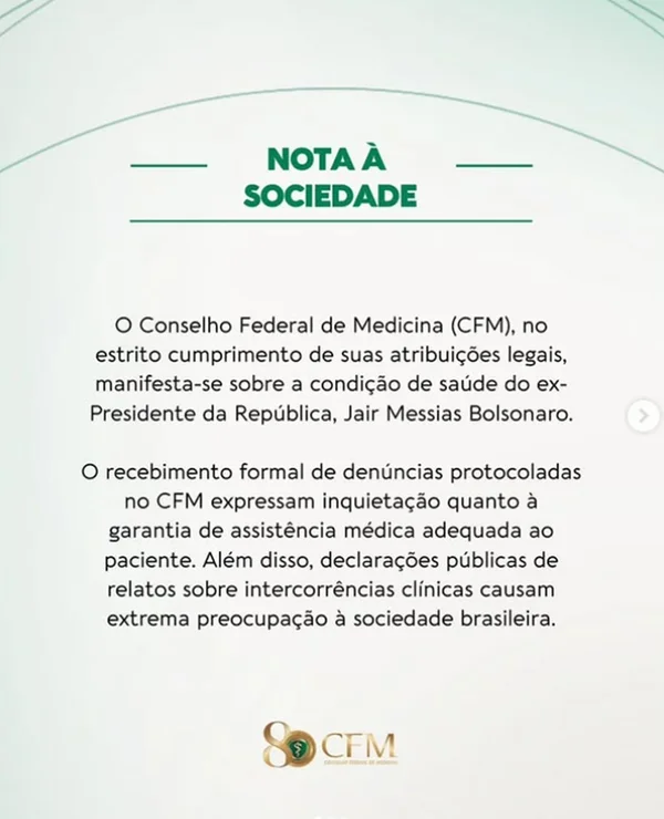 CFM cumpre ordem de Moraes e anula sindicância sobre Bolsonaro - destaque galeria CFM cumpre ordem de Moraes e anula sindicância sobre Bolsonaro - destaque galeria