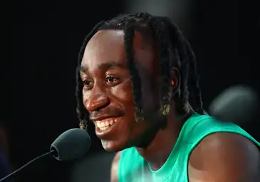 Soccer Football - FIFA World Cup 2026 - Ivory Coast Press Conference - Dallas Stadium, Arlington, Texas, U.S. - June 29, 2026 Ivory Coast's Yan Diomande during the press conference REUTERS/Hannah Mckay
