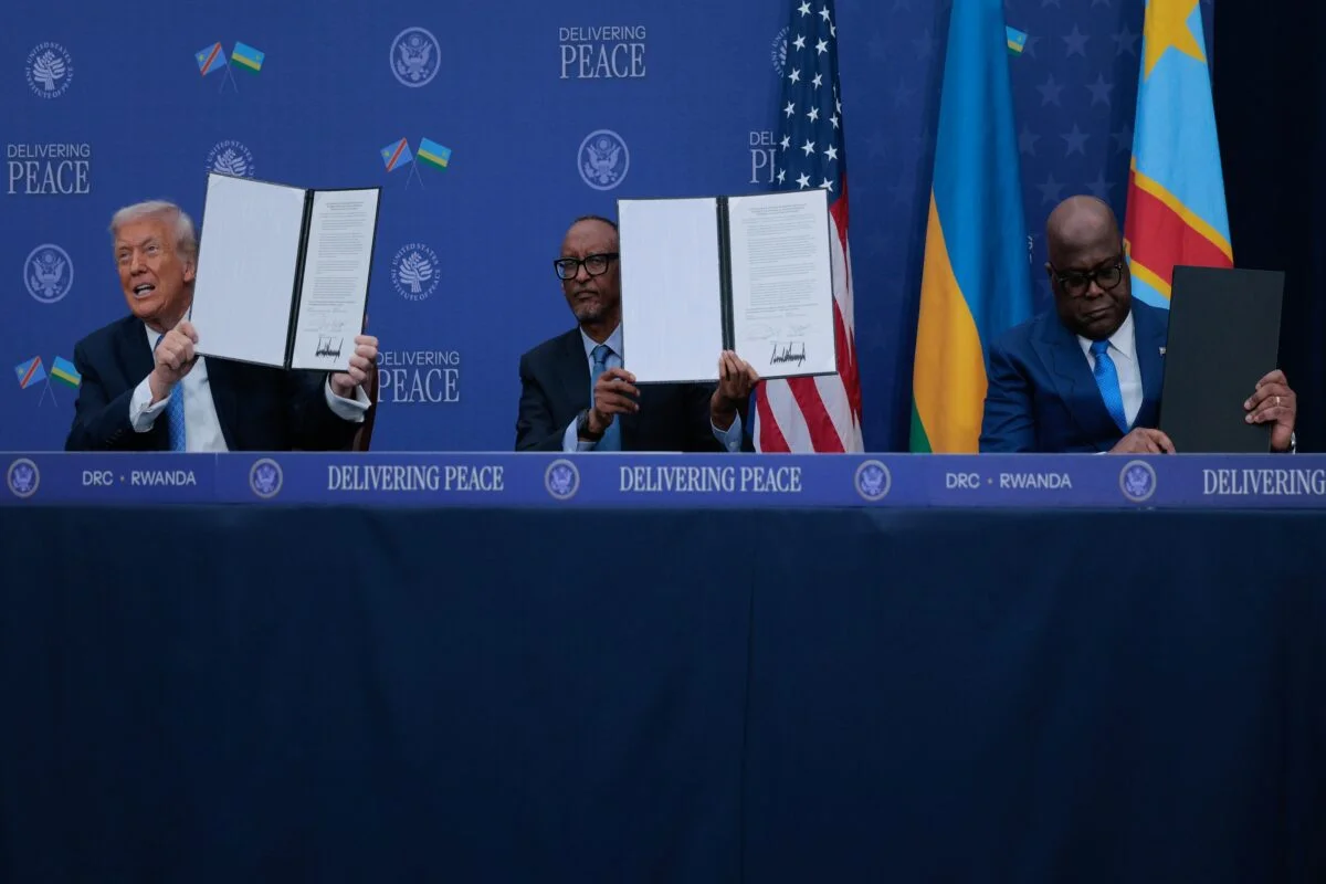 Imagem colorida mostra os presidentes dos EUA, RD do Congo e Ruanda - Metrópoles