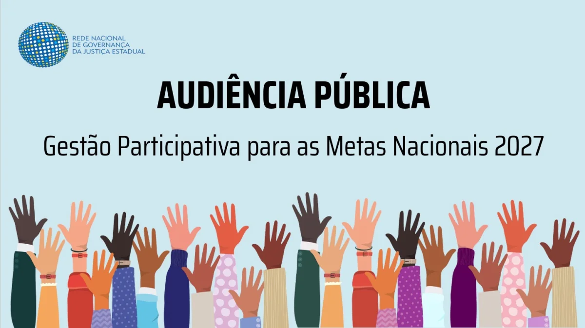 Imagem com informações sobre o evento e imagens de mãos levantadas