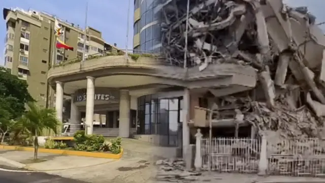 O antes e o depois de um hotel destruído em La Guaira