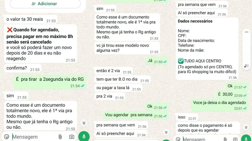 Venda de agendamento da nova Identidade Nacional — Foto: Acervo Pessoal