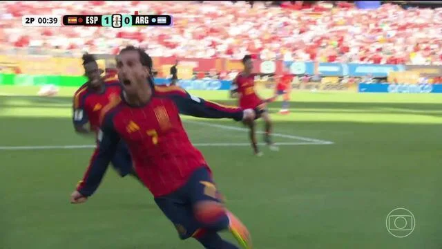 Aos 42 seg do 2º tempo da prorrogação - gol de dentro da área de Ferran Torres da Espanha contra a Argentina